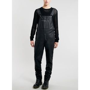 Topman Faux Leather Overalls